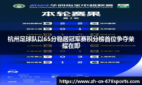 杭州足球队以65分稳居冠军赛积分榜首位争夺荣耀在即
